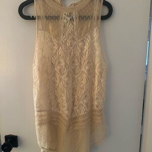 Elegant Cream Lace Sleeveless Top
